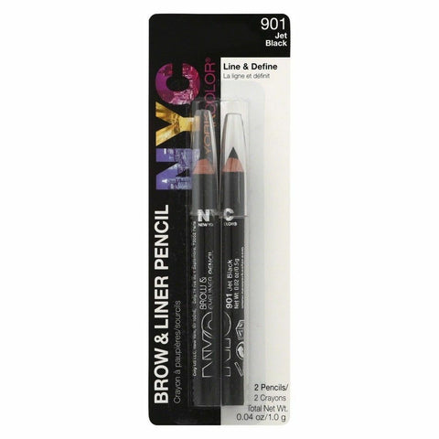 NYC New York Color Brow And Liner Pencil Twin Pack - 901C Jet Black
