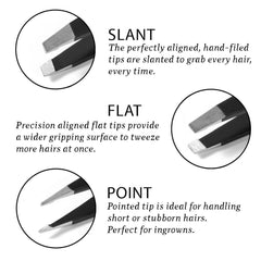 DOLABEY Professional Stainless Steel Tweezers - Slant Point Flat Tip w/ Case