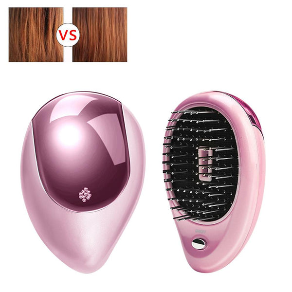 Portable Electric Ionic Comb Pink Hairbrush Anti-static Mini Hair Brush Massage Comb Mini Straight Hair Comb