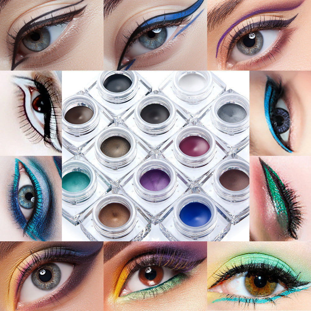 Huamianli 12 Colors Eye Liner Waterproof Eyeliner Pearlescent Matte