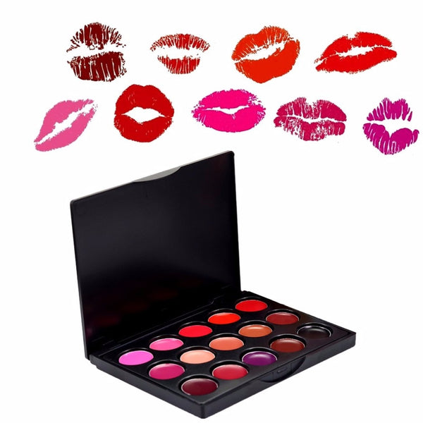 POPFEEL Mini 15 colors Lip Gloss Palette Mini Portable Design Lip Makeup Tool Professional Lip Gloss Palette Kit for Women