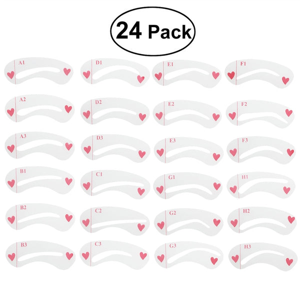 NUOLUX 24pcs 8 Sets Eyebrow Stencils Eye Brow Grooming Shaping Templates DIY Makeup Beauty Tools