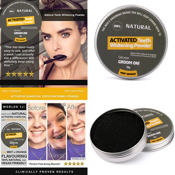 Natural Organic Activated Charcoal Tooth Teeth Whitening Powder Mint