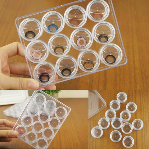 Transparent Contact Lens Case Container Potable Outdoor Travel Holder Plastic Storage Box Hold 12pcs Lens