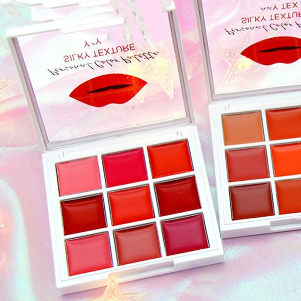 Sexy Lipstick Makeup 9 Colors Matte Lipstick Palette  Lip and Cheek Dual-Use Disk Waterproof Long-lasting Cosmetic