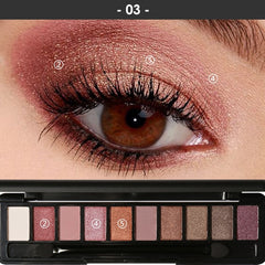 Focallure Eye Shaow 10 Color Palette Colorful Eyeshadow Palette Natural Glitter Beauty Palette Makeup Shimmer Eyeshadow Palette