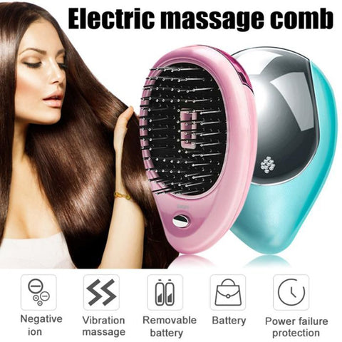 Magic Electronic Ionic Hairbrush Mini Ion Vibration Hair Brush Head Massager For Salon Styling Comb