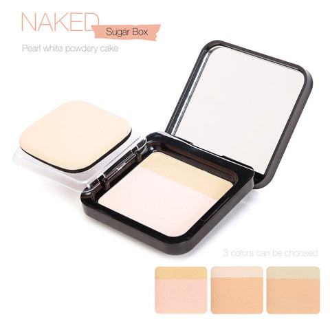 Sugar Box Shimmer Naked Powder Face Nude Pressed Powder Bright Makeup Cosmetic Concealer Fresh and Smooth Effect with Mirror